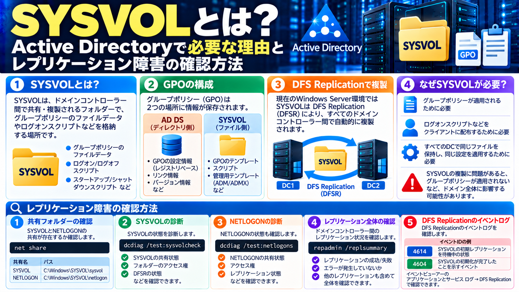Active DirectoryのSYSVOLとDFSRレプリケーションの仕組み